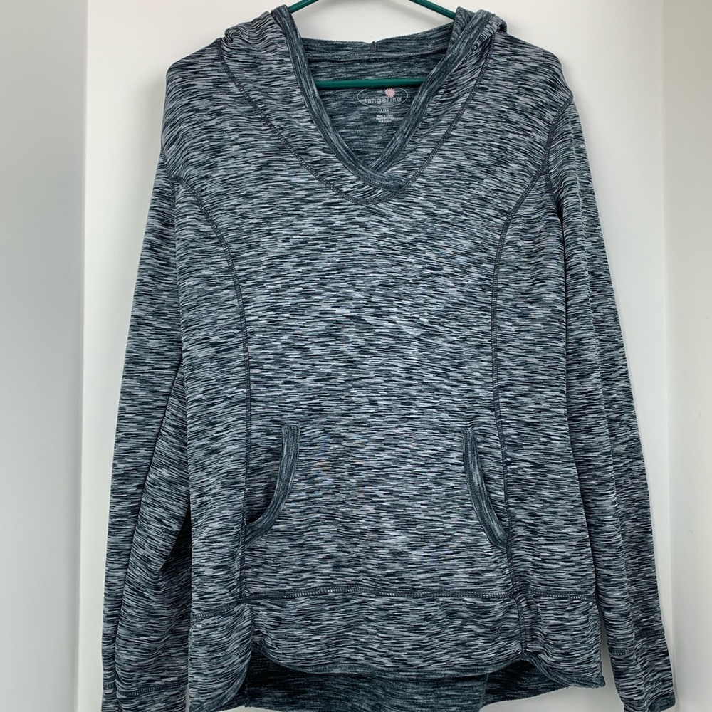 Tangerine Long Sleeve Hoodie Black And White